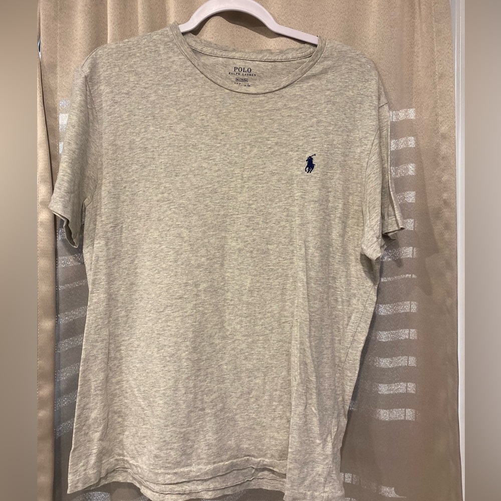 Light gray crewneck polo blue horse T-shirt